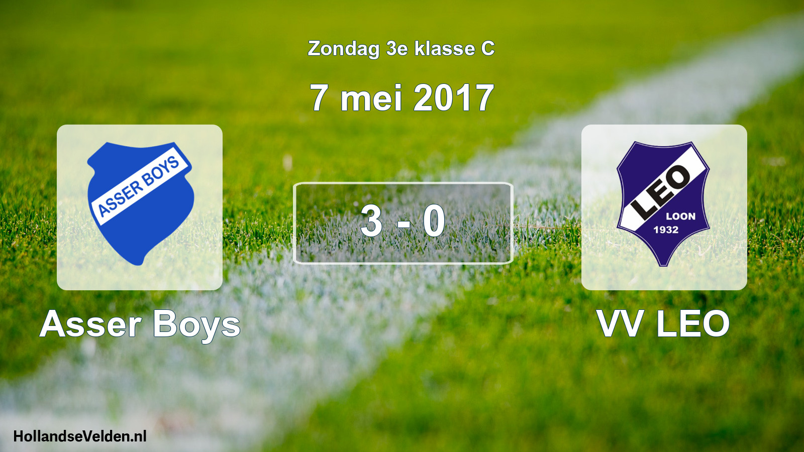 Total number of matches played: Asser Boys - VV LEO 3 - 0 (7 May 2017)