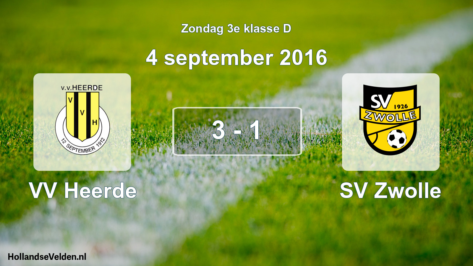 Total number of matches played: VV Heerde - SV Zwolle 3 - 1 (4 September 2016)