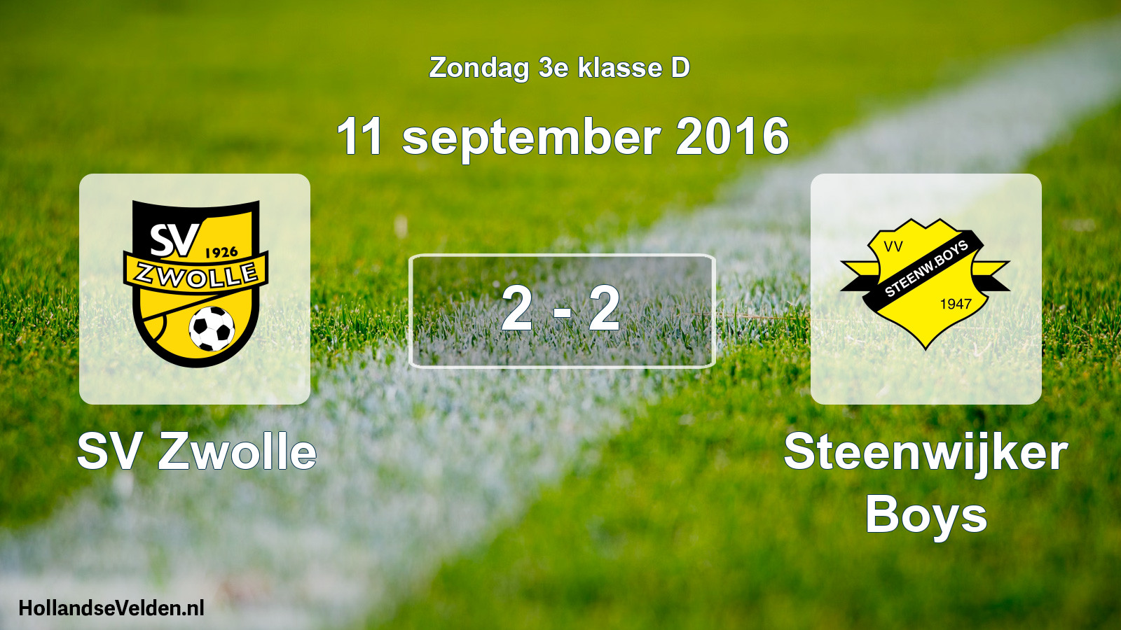 Total number of matches played: SV Zwolle - Steenwijker Boys 2 - 2 (11 September 2016)