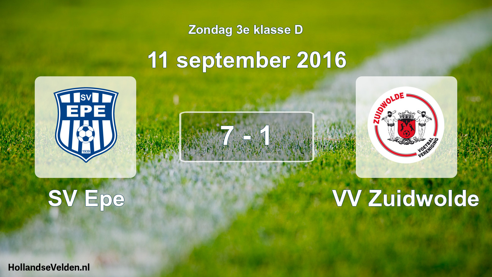 Total number of matches played: SV Epe - VV Zuidwolde 7 - 1 (11 September 2016)