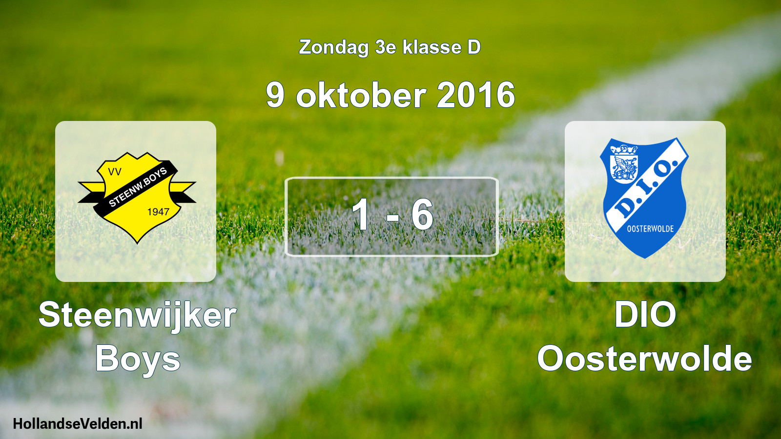 Total number of matches played: Steenwijker Boys - DIO Oosterwolde 1 - 6 (9 October 2016)