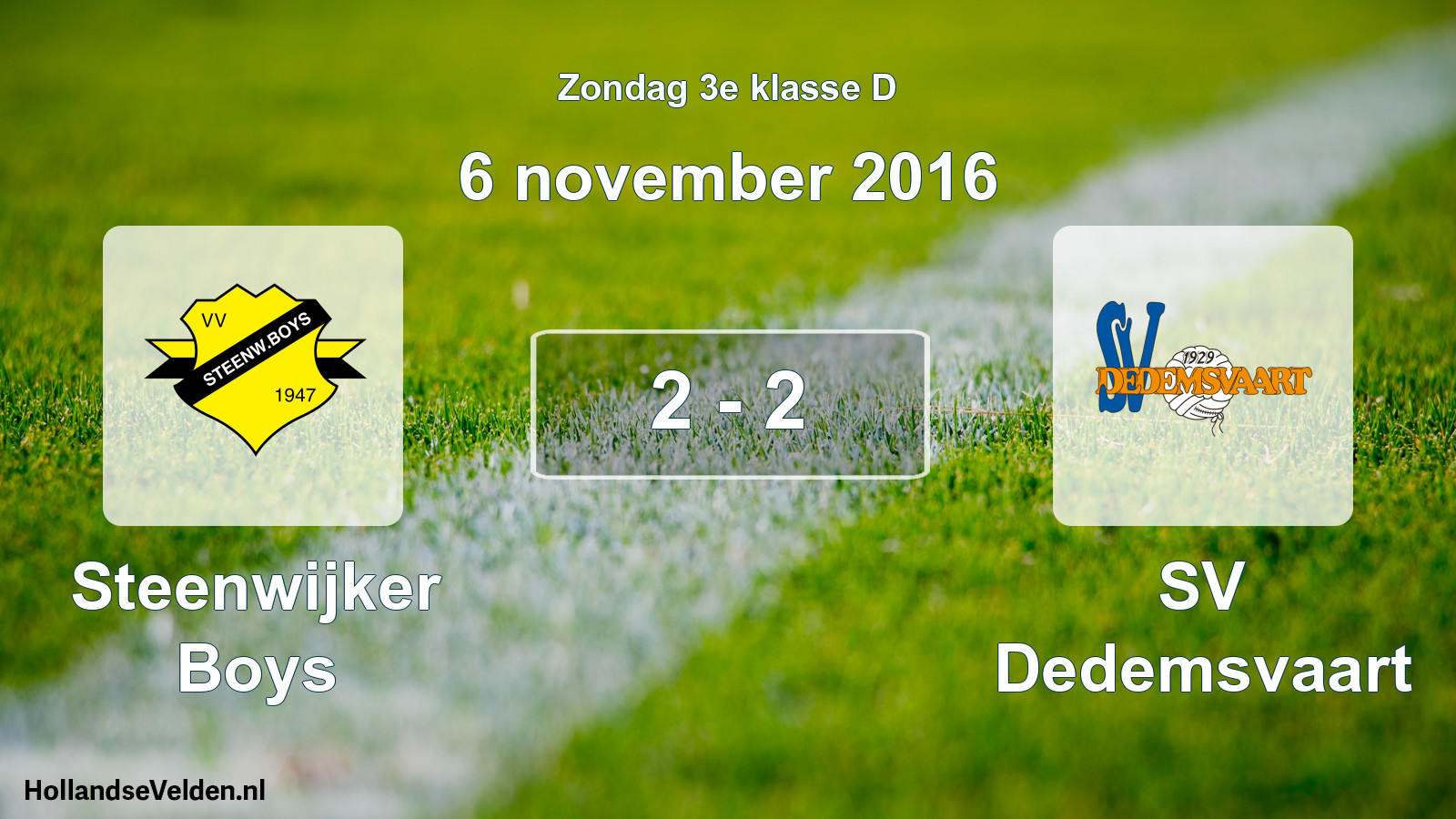 Total number of matches played: Steenwijker Boys - SV Dedemsvaart 2 - 2 (6 November 2016)