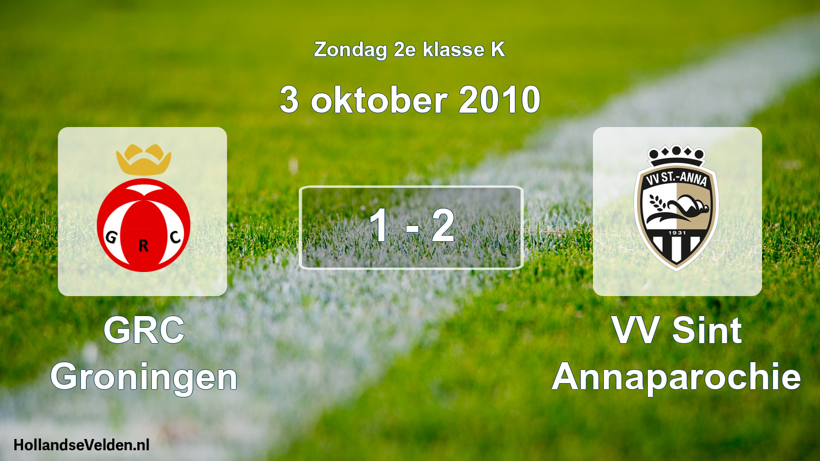 Total number of matches played: GRC Groningen - VV Sint Annaparochie 1 - 2 (3 October 2010)