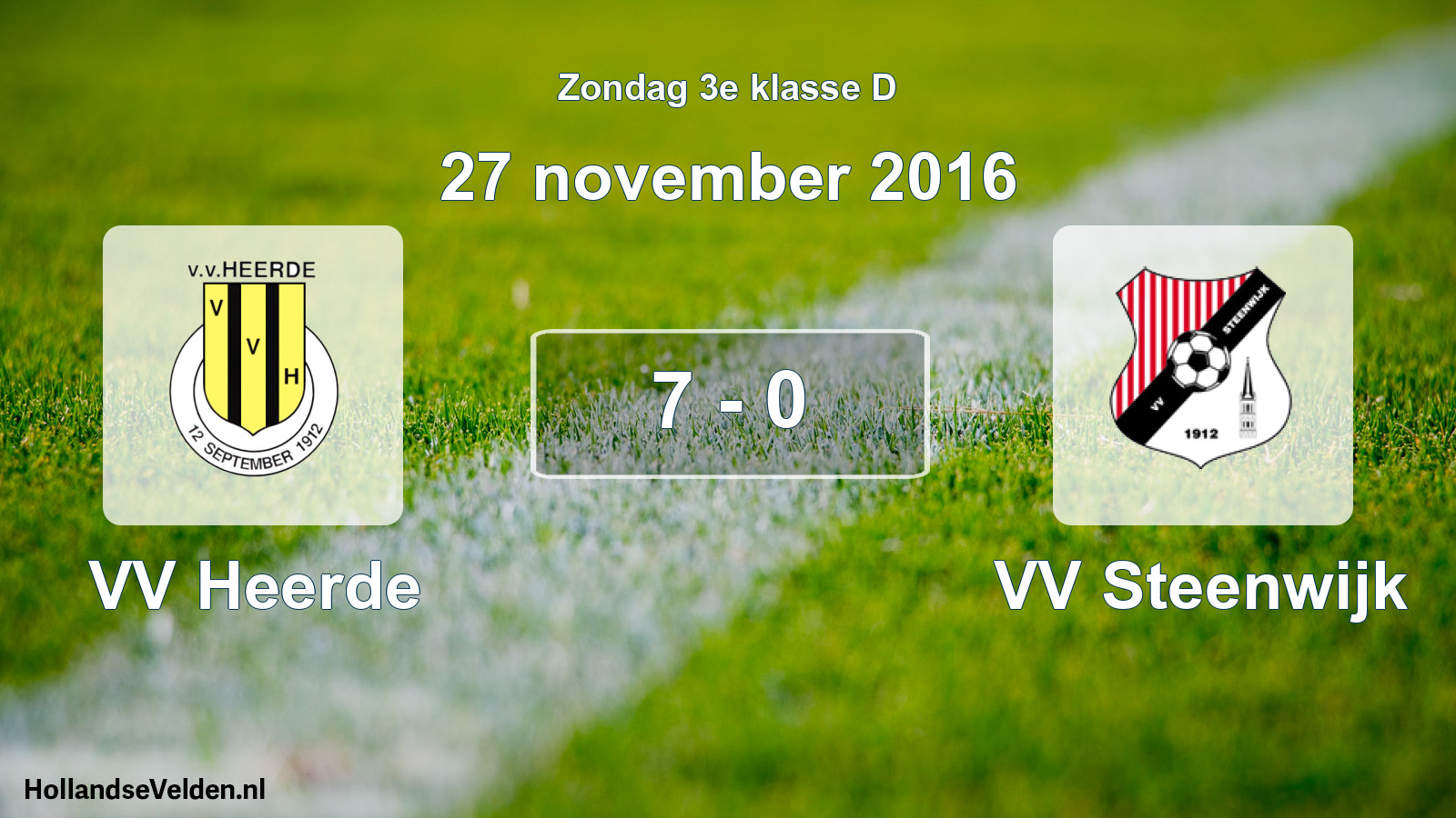 Total number of matches played: VV Heerde - VV Steenwijk 7 - 0 (27 November 2016)