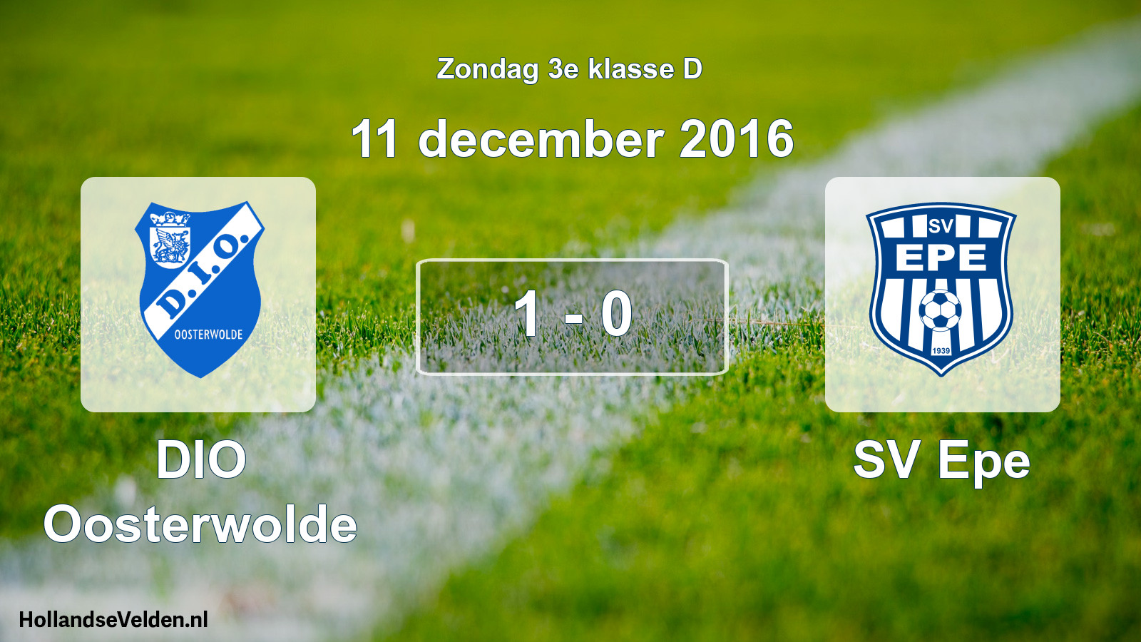Total number of matches played: DIO Oosterwolde - SV Epe 1 - 0 (11 December 2016)