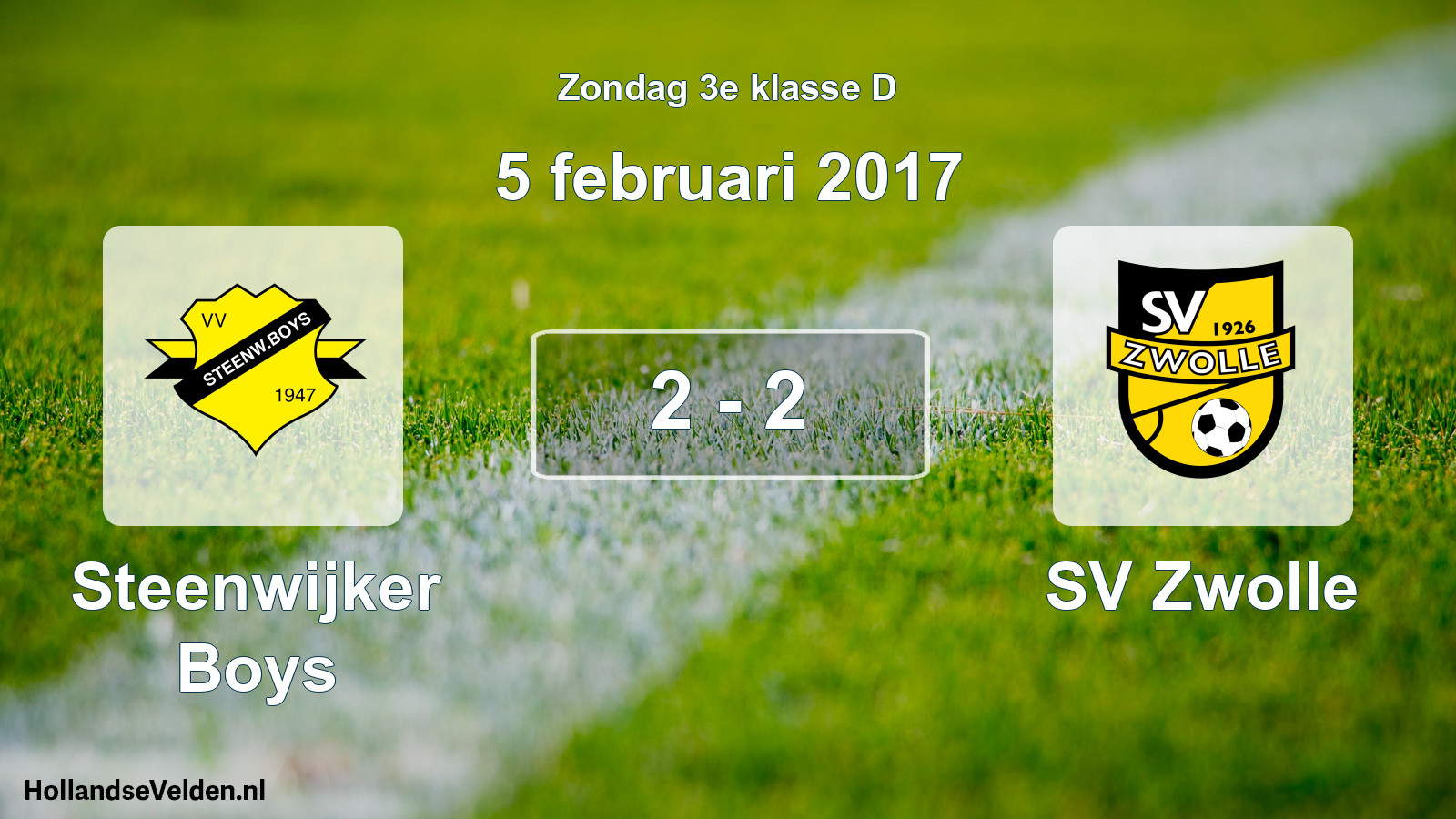 Total number of matches played: Steenwijker Boys - SV Zwolle 2 - 2 (5 February 2017)