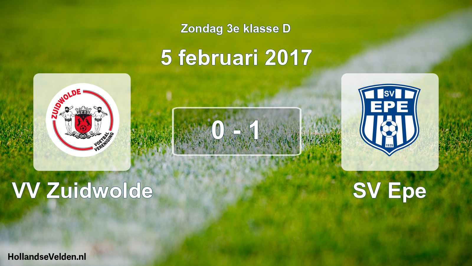 Total number of matches played: VV Zuidwolde - SV Epe 0 - 1 (5 February 2017)