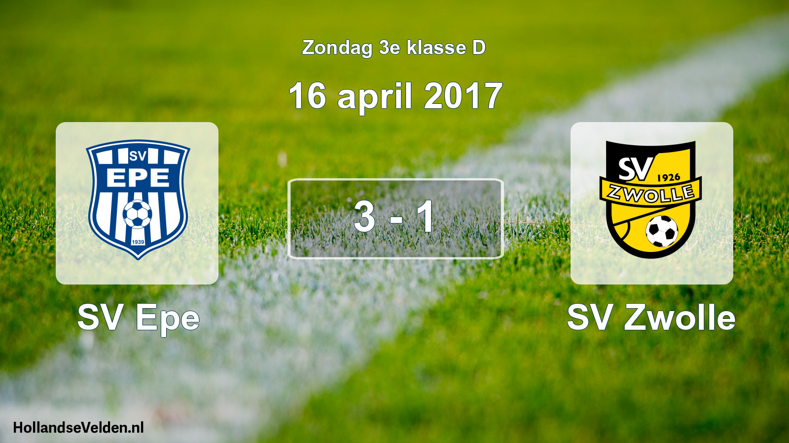 Total number of matches played: SV Epe - SV Zwolle 3 - 1 (16 April 2017)