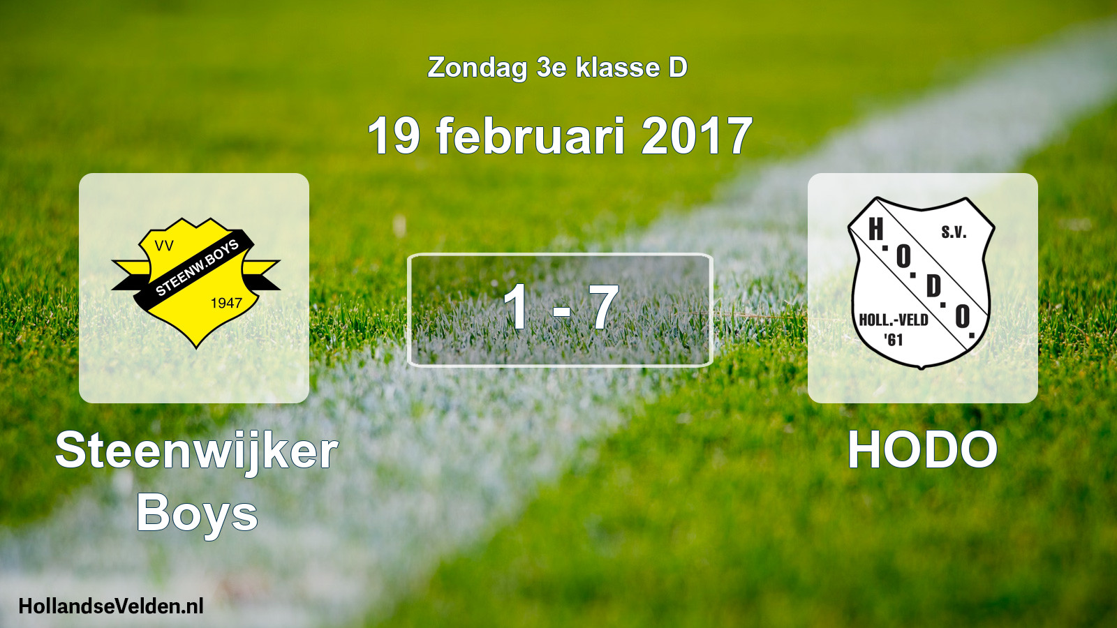 Total number of matches played: Steenwijker Boys - HODO 1 - 7 (19 February 2017)