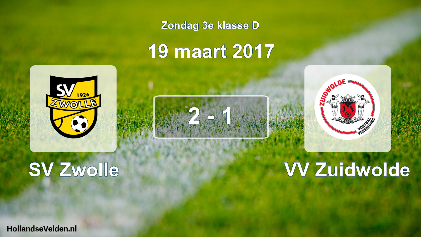 Total number of matches played: SV Zwolle - VV Zuidwolde 2 - 1 (19 March 2017)