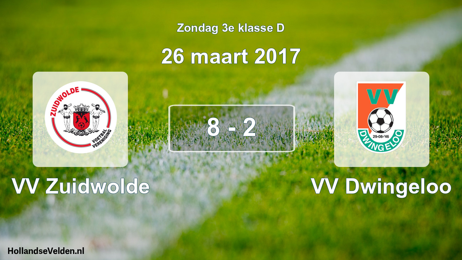 Total number of matches played: VV Zuidwolde - VV Dwingeloo 8 - 2 (26 March 2017)