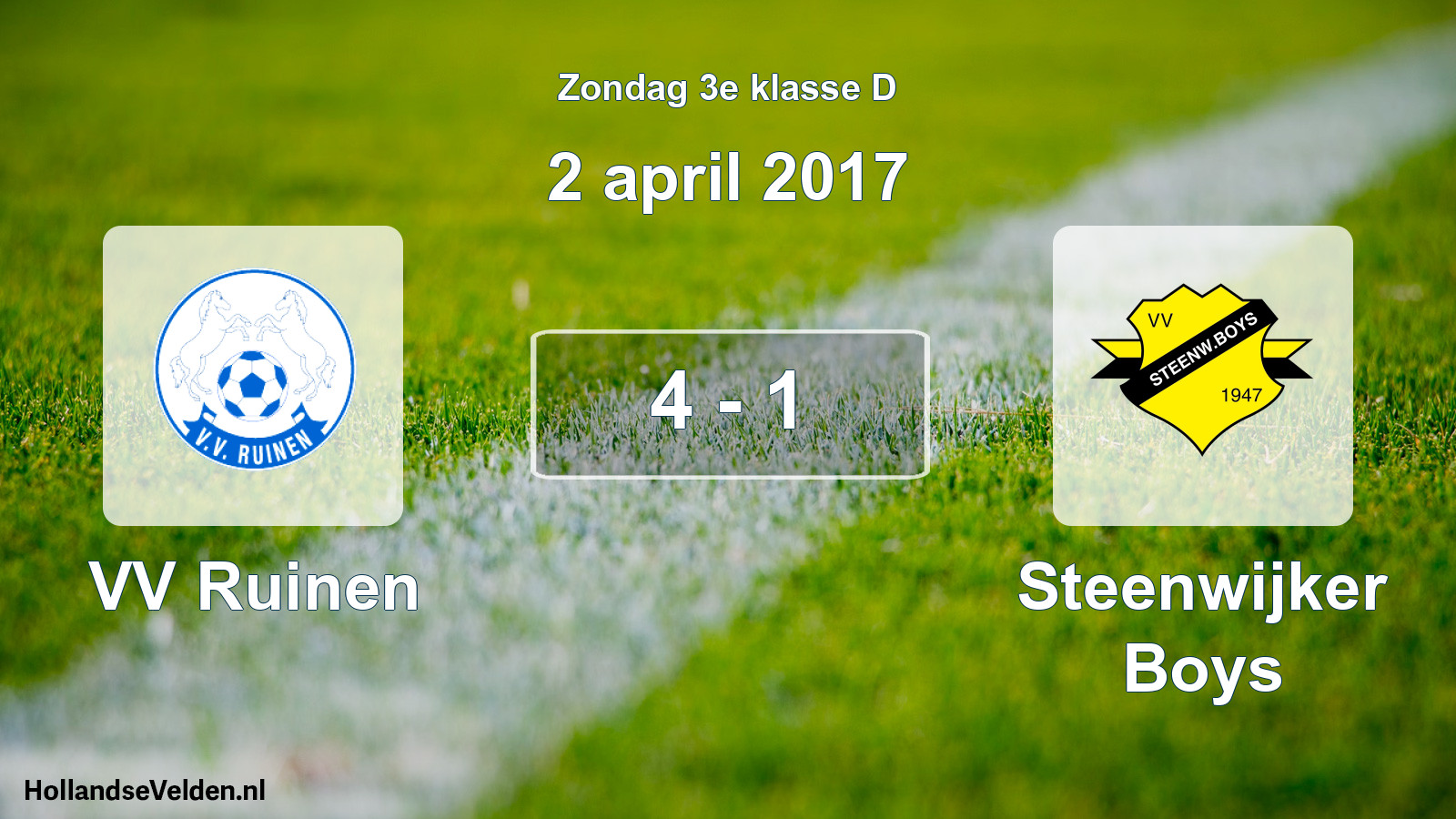 Total number of matches played: VV Ruinen - Steenwijker Boys 4 - 1 (2 April 2017)