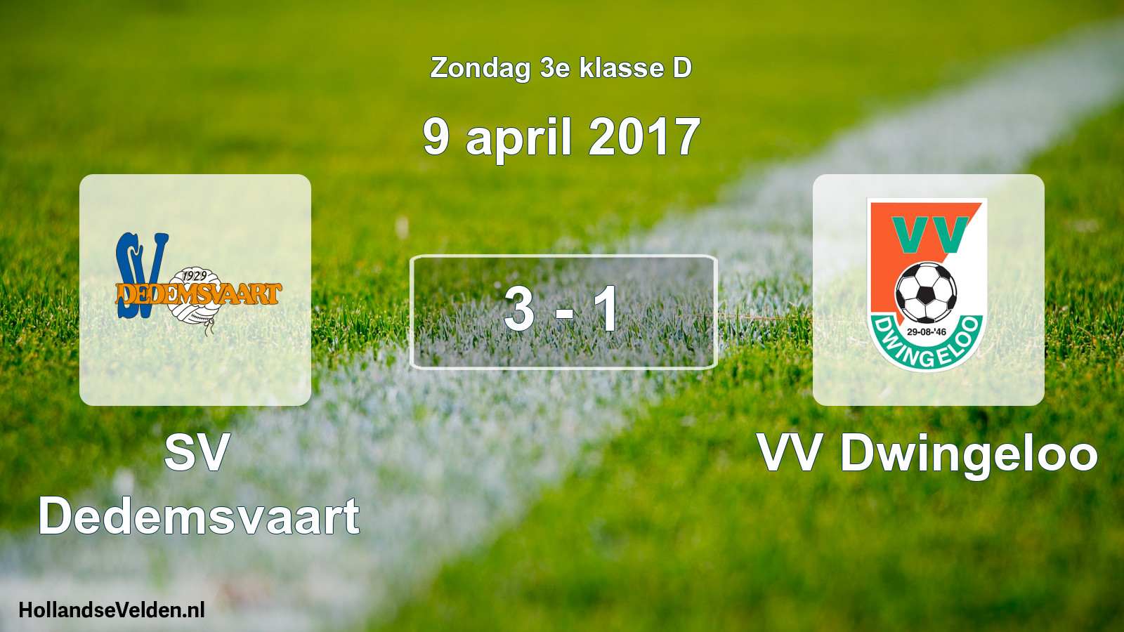 Total number of matches played: SV Dedemsvaart - VV Dwingeloo 3 - 1 (9 April 2017)