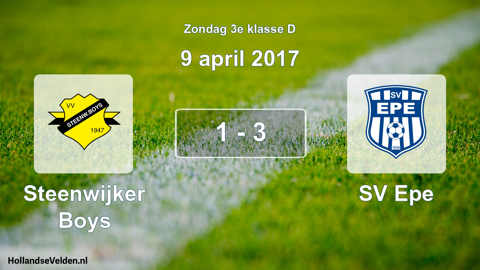 Total number of matches played: Steenwijker Boys - SV Epe 1 - 3 (9 April 2017)