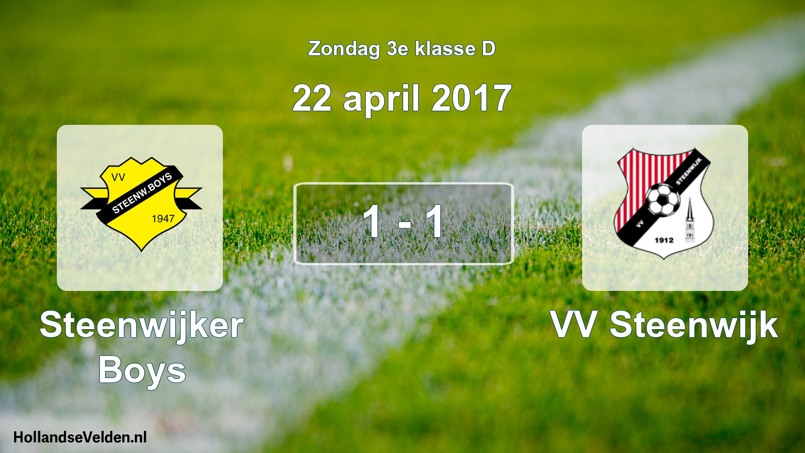 Total number of matches played: Steenwijker Boys - VV Steenwijk 1 - 1 (22 April 2017)