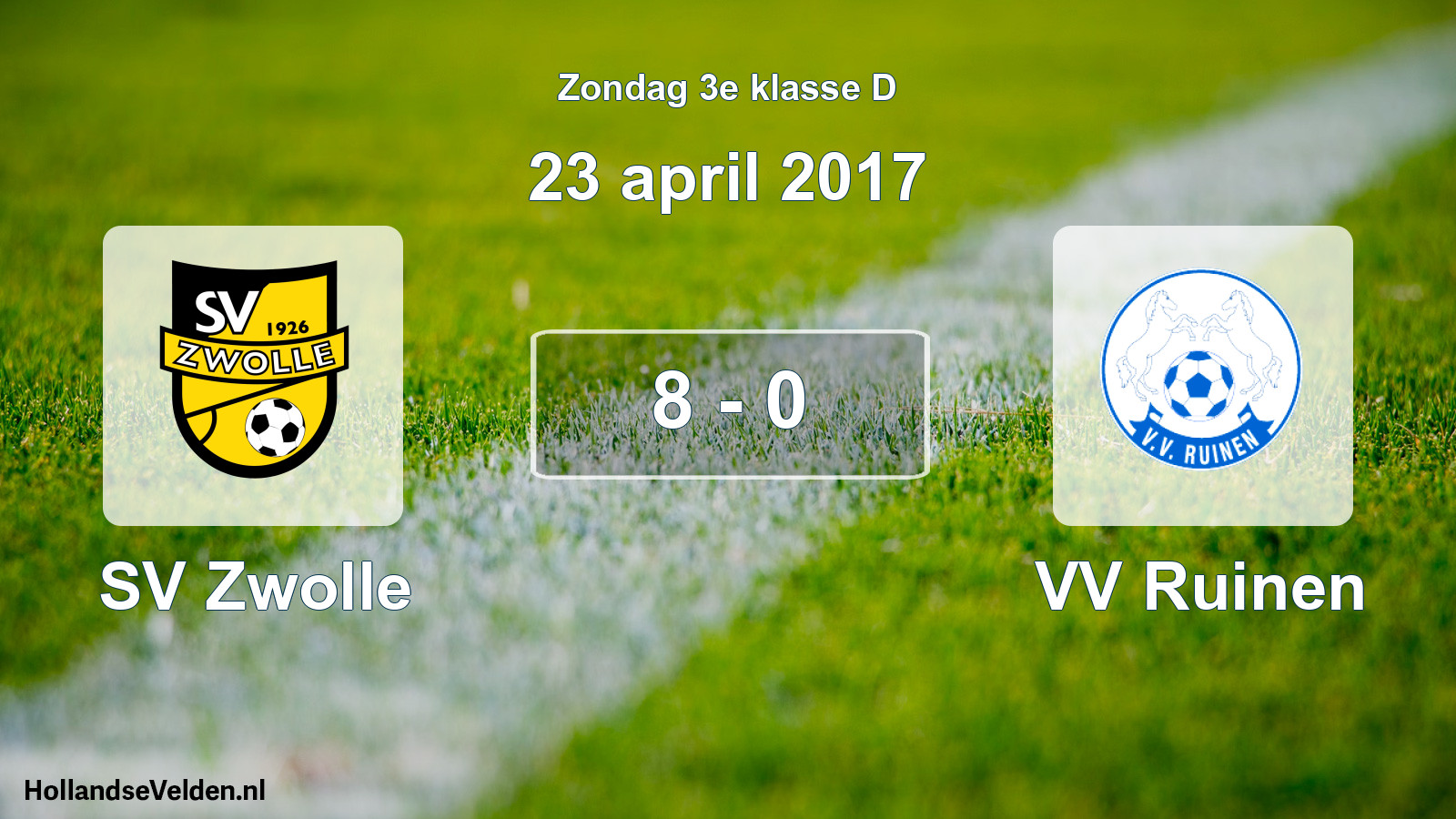 Total number of matches played: SV Zwolle - VV Ruinen 8 - 0 (23 April 2017)
