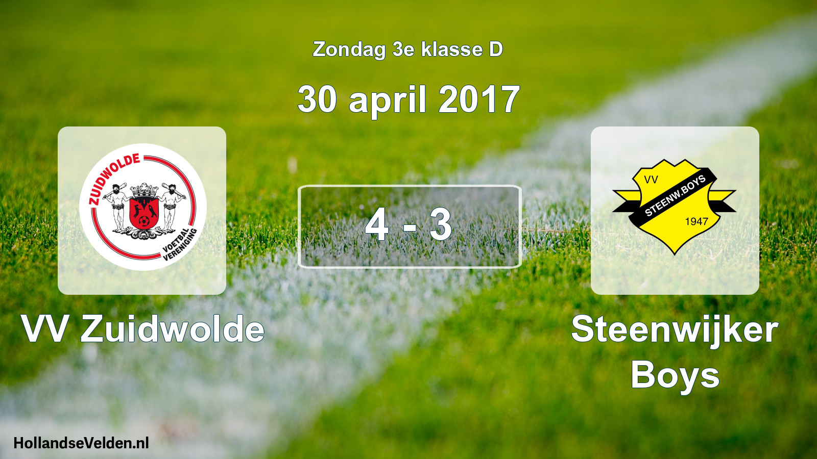 Total number of matches played: VV Zuidwolde - Steenwijker Boys 4 - 3 (30 April 2017)