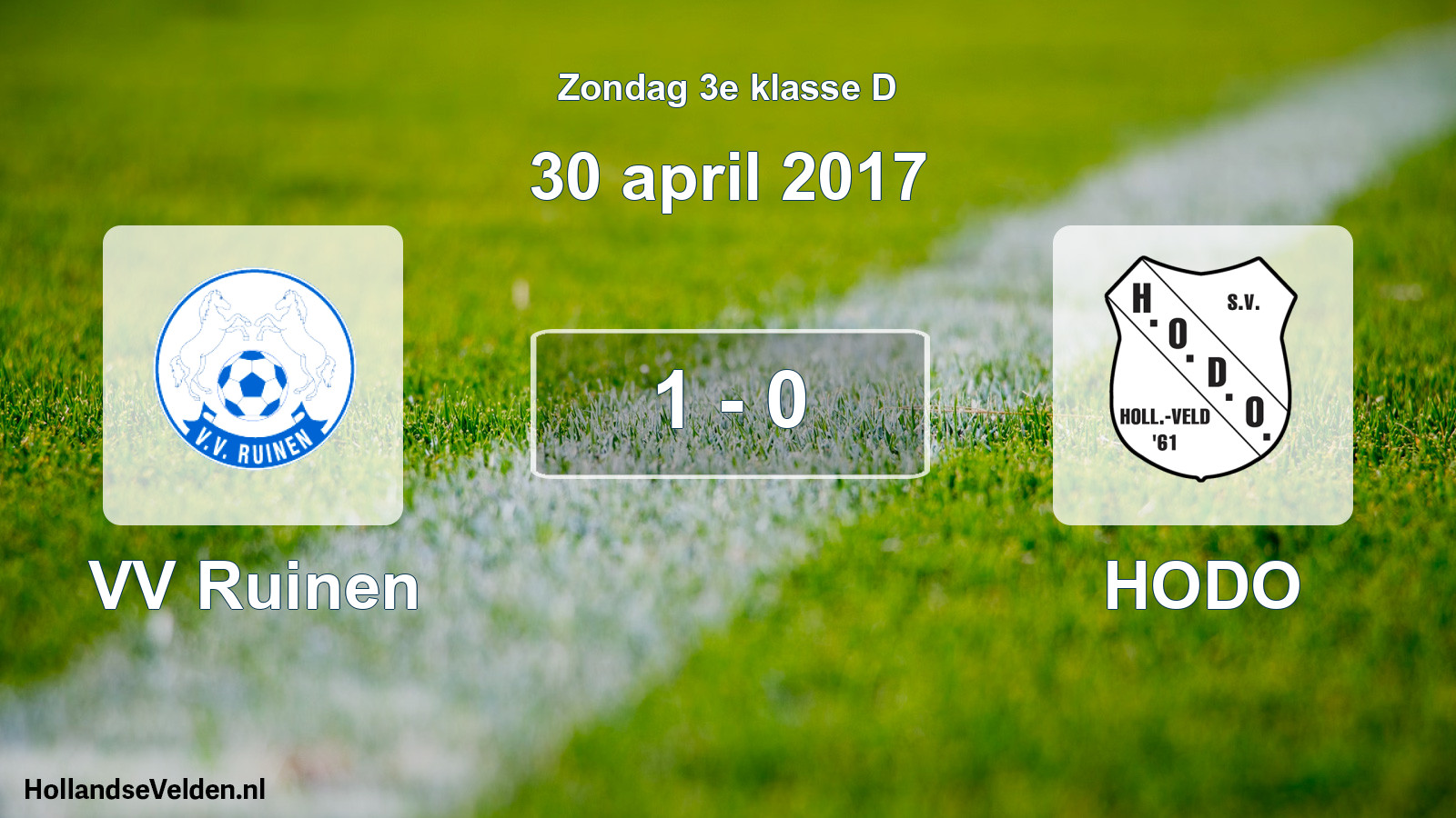 Total number of matches played: VV Ruinen - HODO 1 - 0 (30 April 2017)