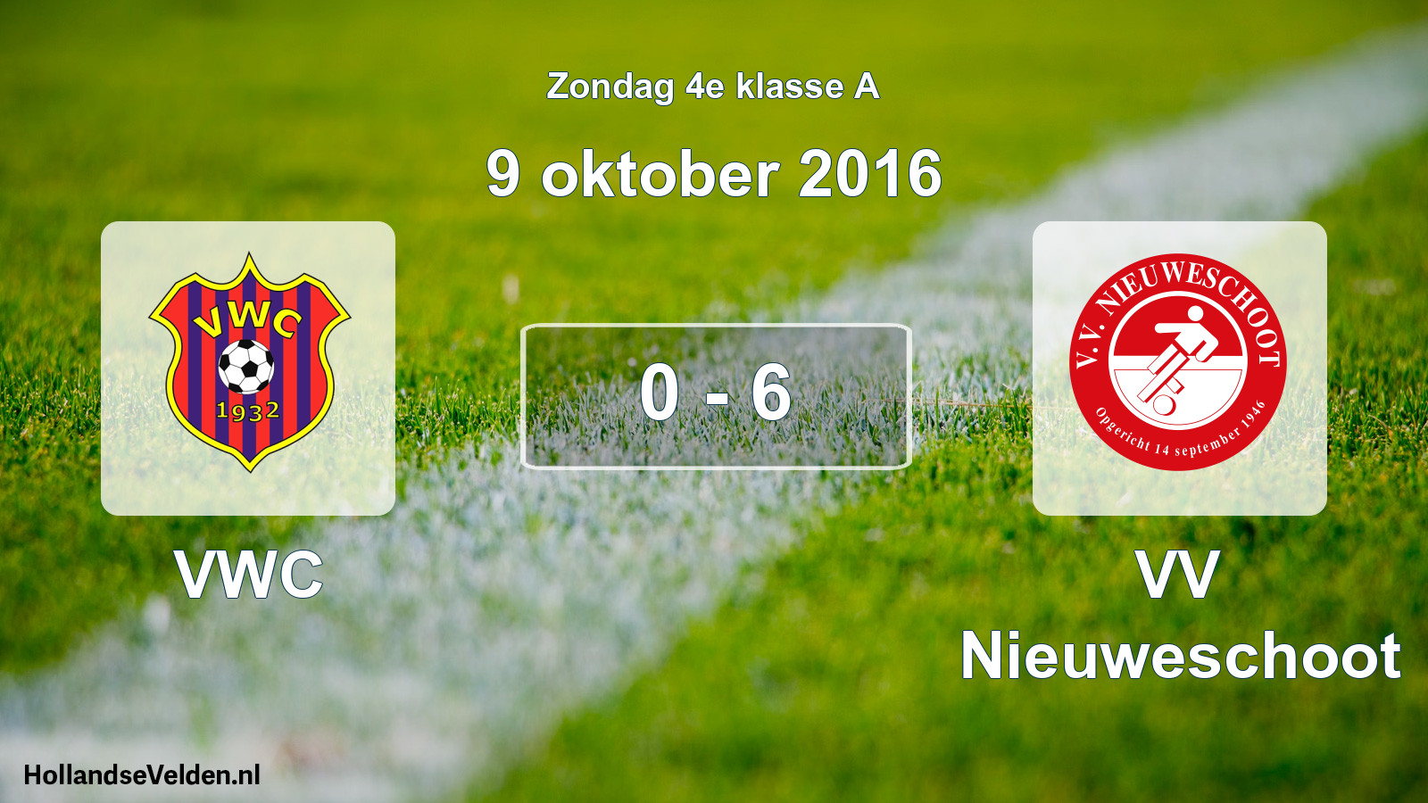 Total number of matches played: VWC - VV Nieuweschoot 0 - 6 (9 October 2016)