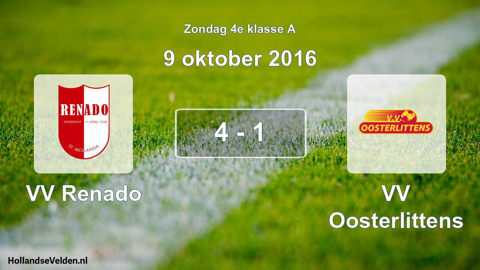 Total number of matches played: VV Renado - VV Oosterlittens 4 - 1 (9 October 2016)