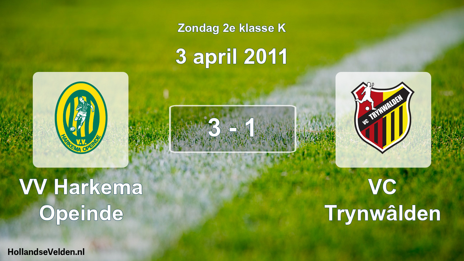 Total number of matches played: VV Harkema Opeinde - VC Trynwâlden 3 - 1 (3 April 2011)