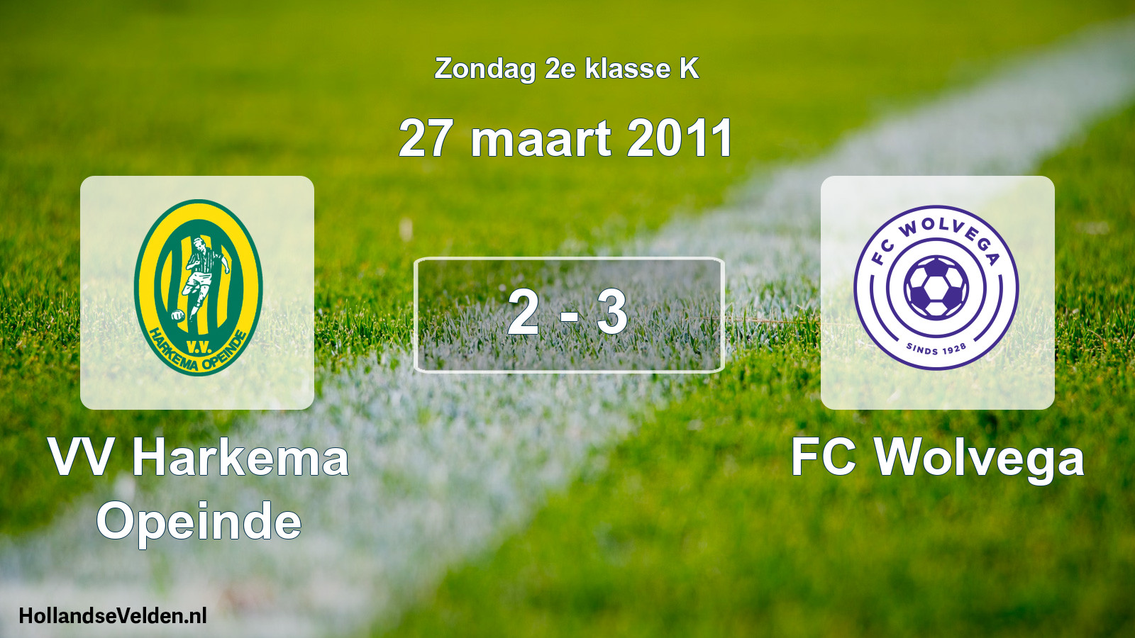 Total number of matches played: VV Harkema Opeinde - FC Wolvega 2 - 3 (27 March 2011)