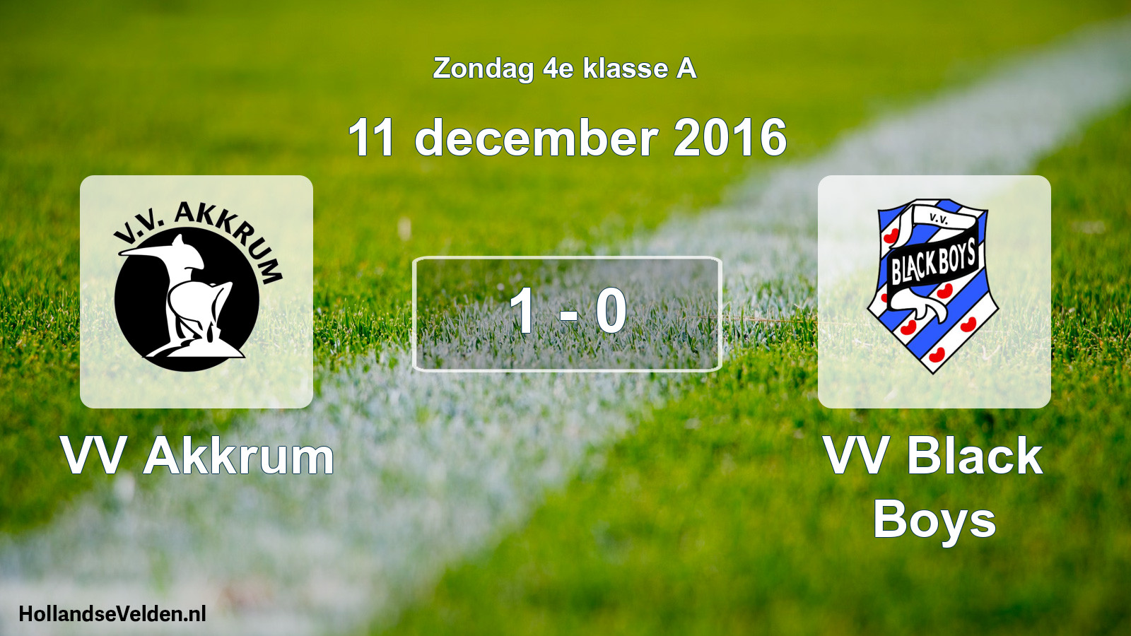 Total number of matches played: VV Akkrum - VV Black Boys 1 - 0 (11 December 2016)