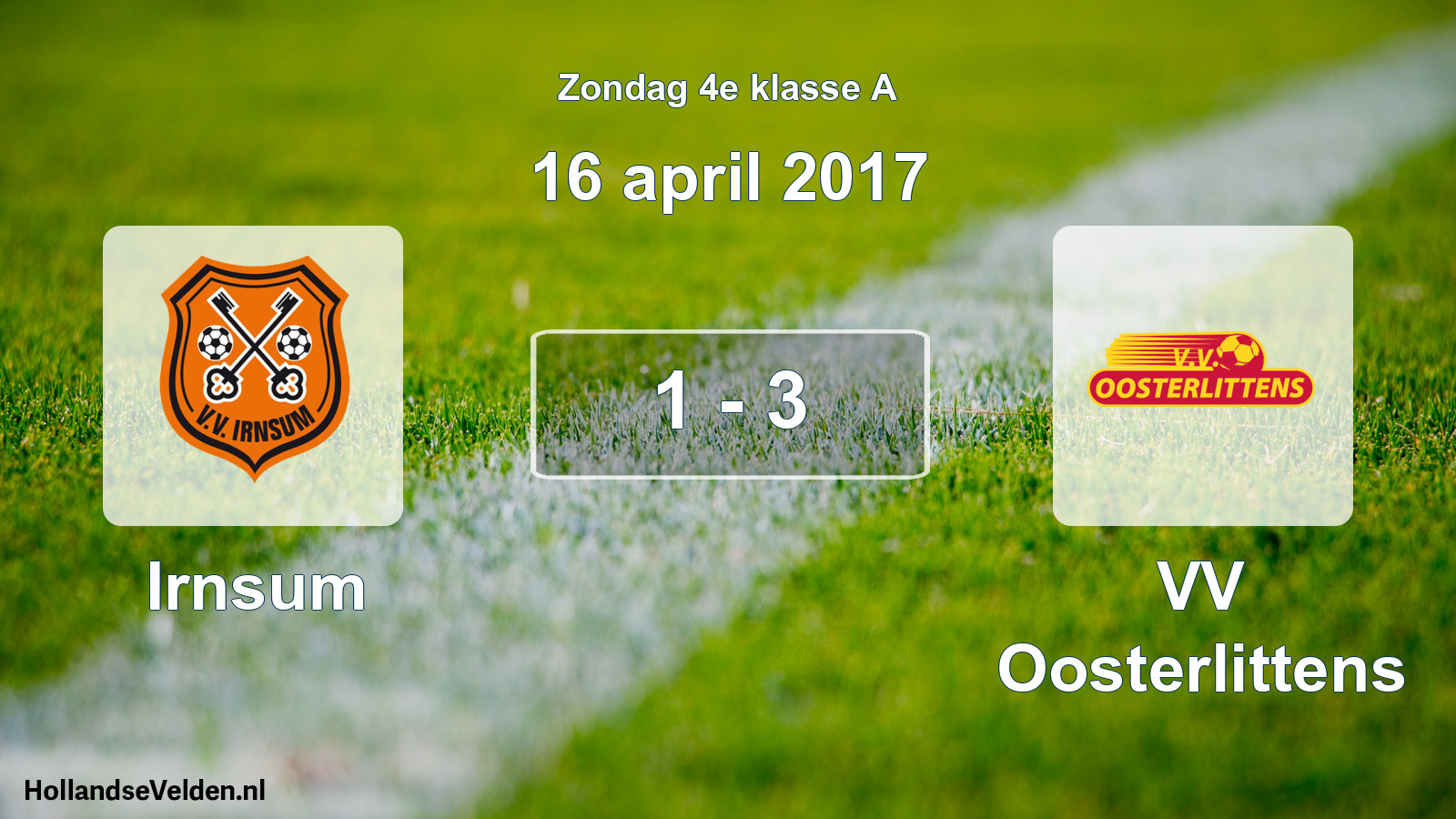 Total number of matches played: Irnsum - VV Oosterlittens 1 - 3 (16 April 2017)