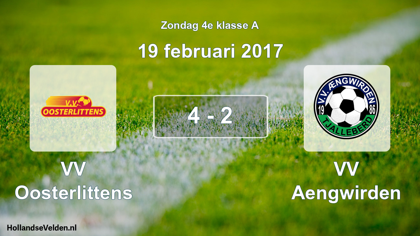Total number of matches played: VV Oosterlittens - VV Aengwirden 4 - 2 (19 February 2017)