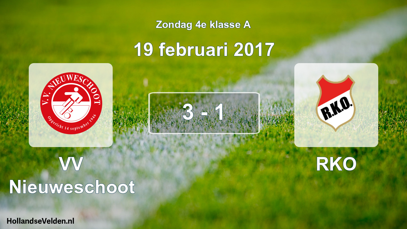 Total number of matches played: VV Nieuweschoot - RKO 3 - 1 (19 February 2017)
