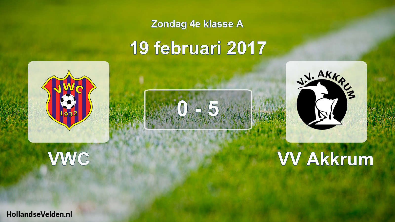 Total number of matches played: VWC - VV Akkrum 0 - 5 (19 February 2017)