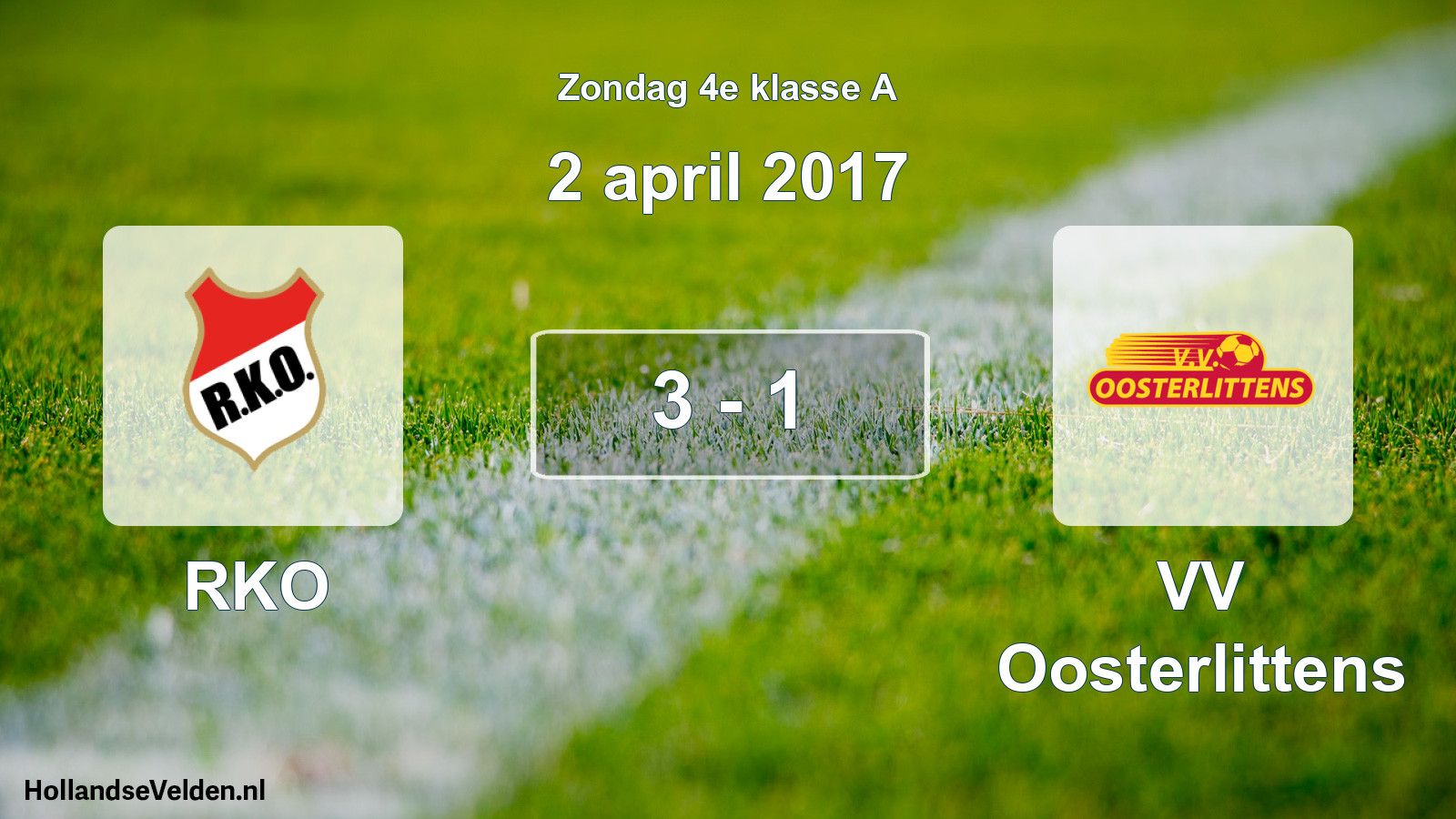 Total number of matches played: RKO - VV Oosterlittens 3 - 1 (2 April 2017)