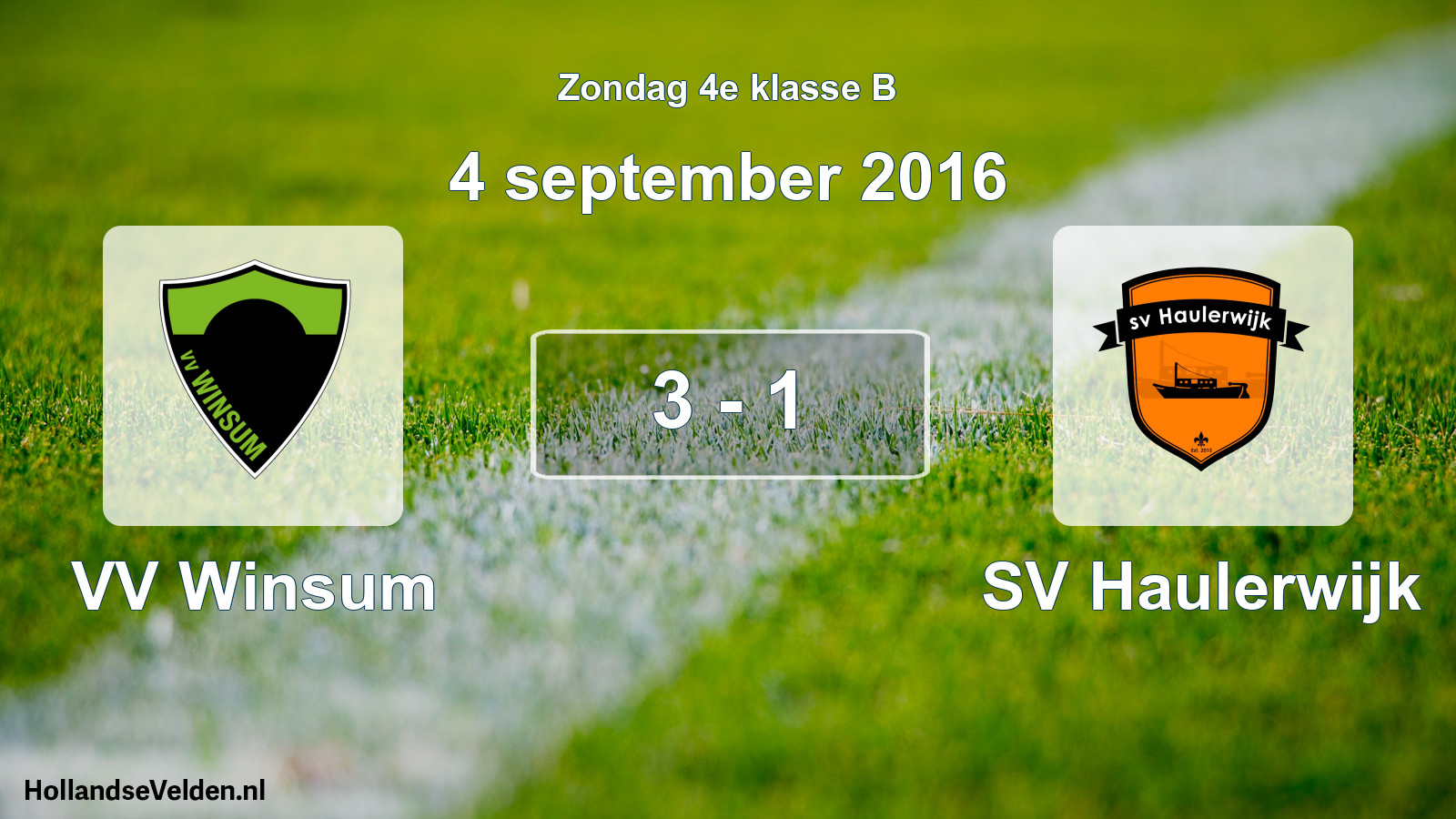 Total number of matches played: VV Winsum - SV Haulerwijk 3 - 1 (4 September 2016)