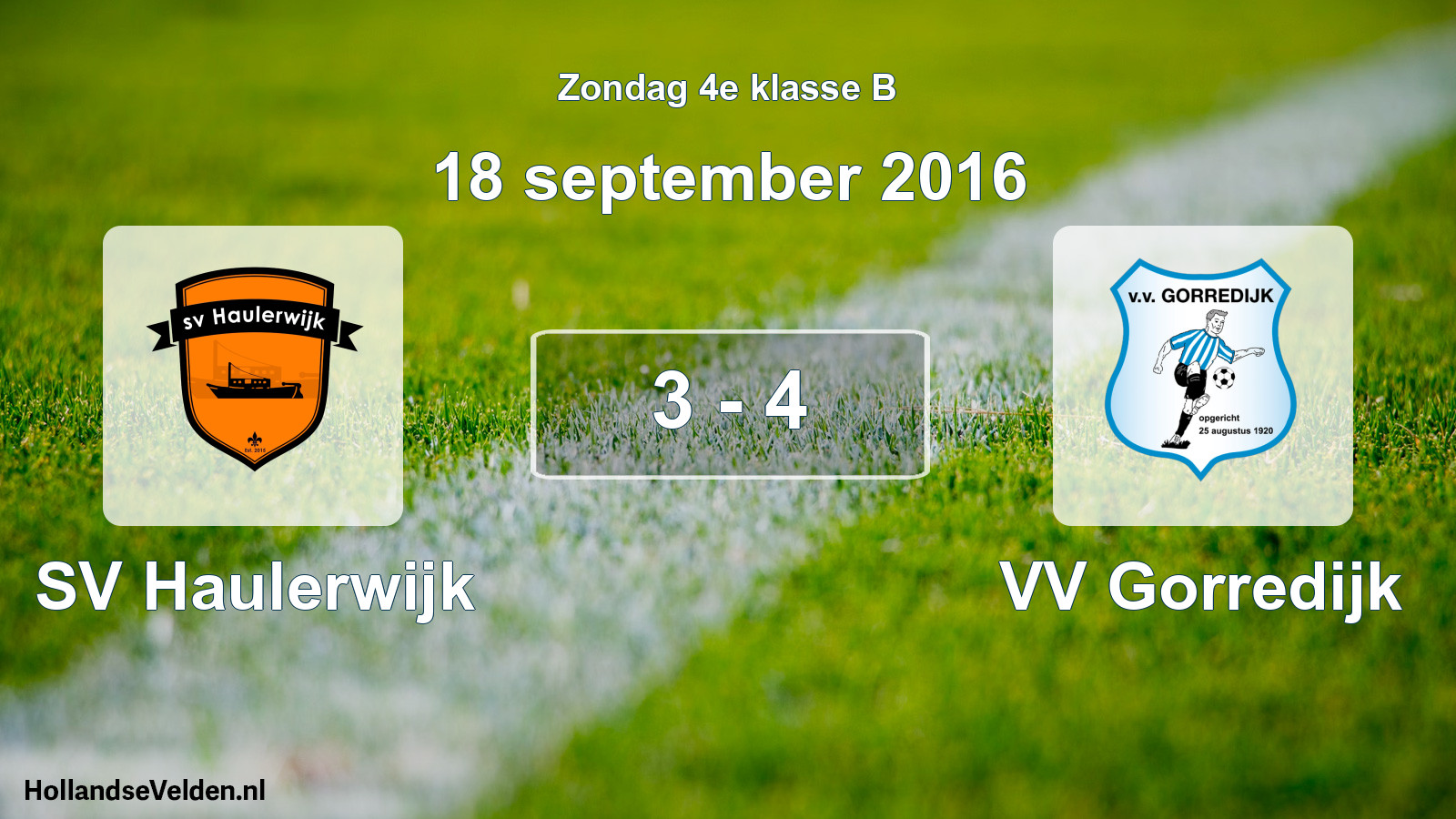 Total number of matches played: SV Haulerwijk - VV Gorredijk 3 - 4 (18 September 2016)