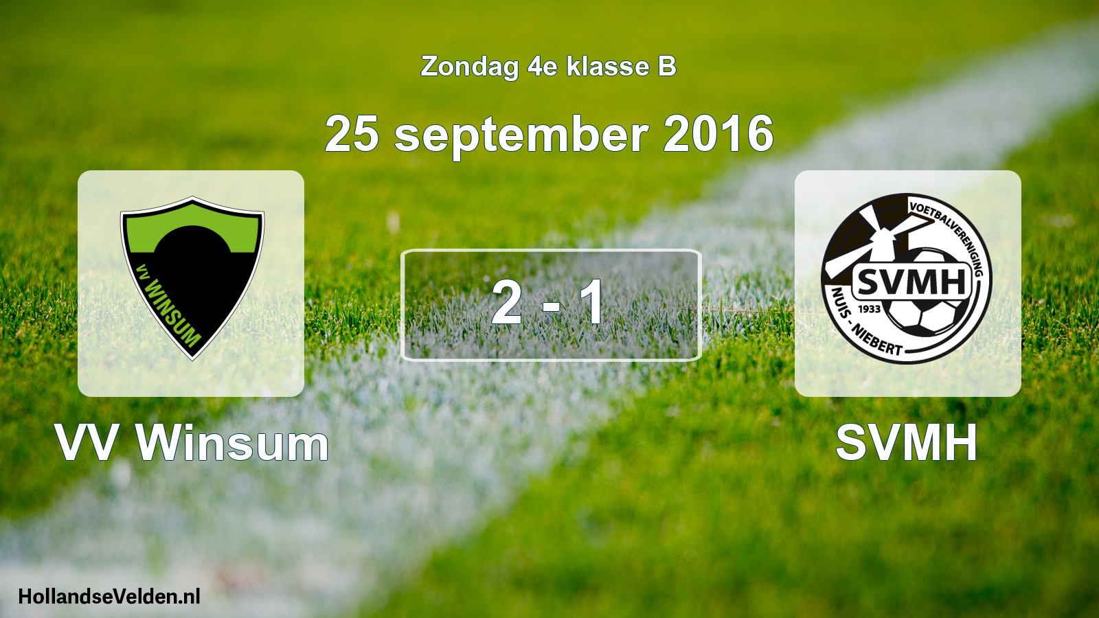 Total number of matches played: VV Winsum - SVMH 2 - 1 (25 September 2016)