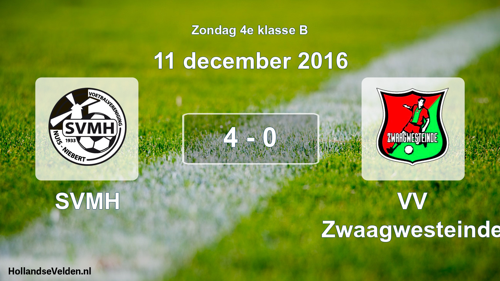 Total number of matches played: SVMH - VV Zwaagwesteinde 4 - 0 (11 December 2016)