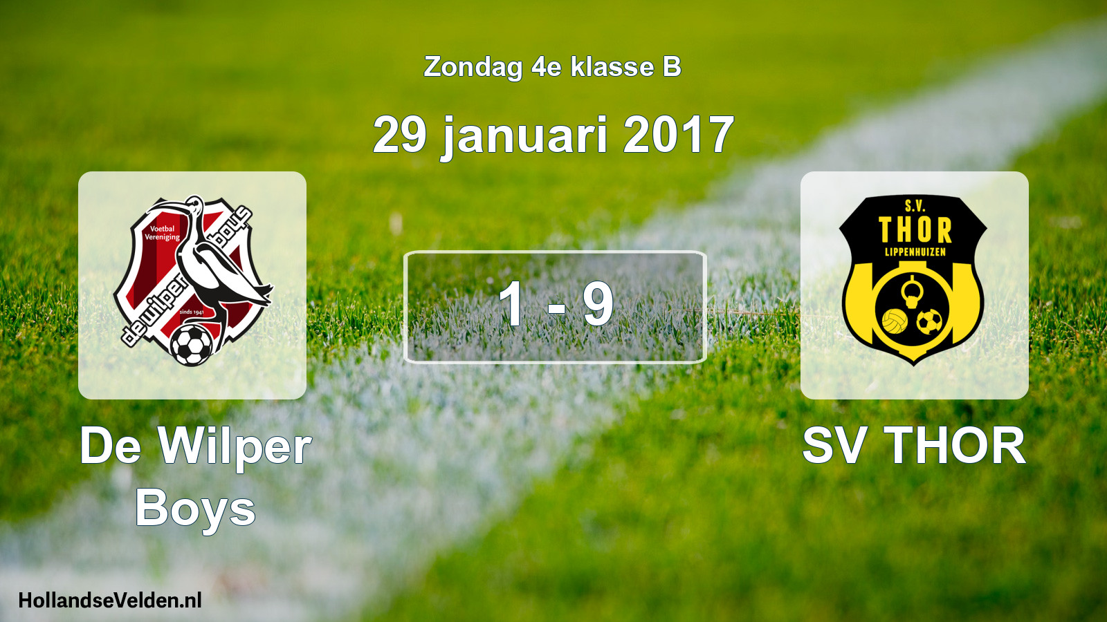 Total number of matches played: De Wilper Boys - SV THOR 1 - 9 (29 January 2017)