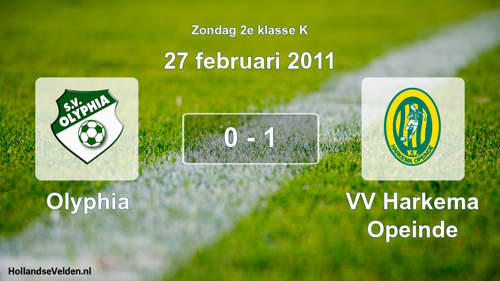 Total number of matches played: Olyphia - VV Harkema Opeinde 0 - 1 (27 February 2011)