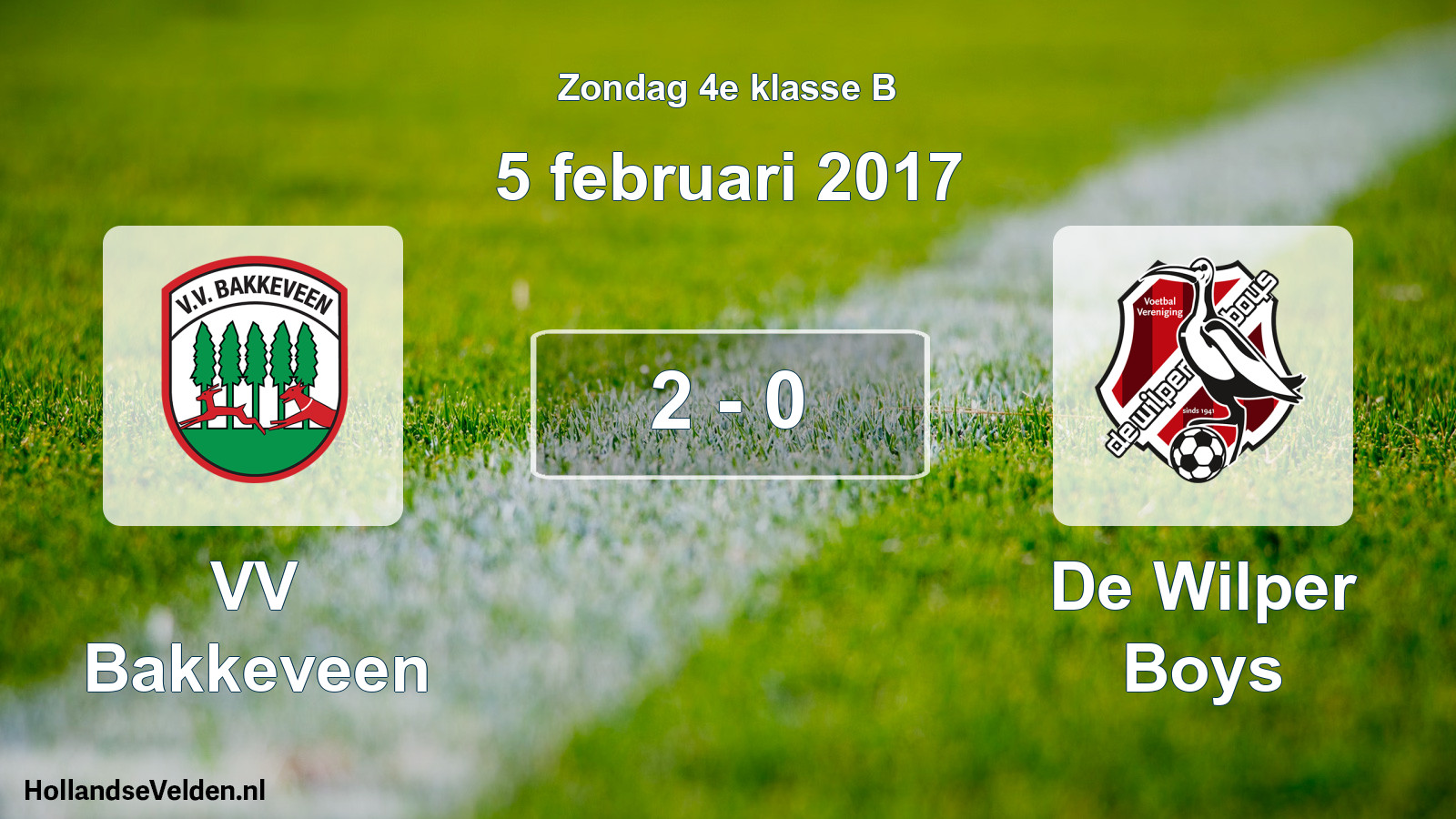 Total number of matches played: VV Bakkeveen - De Wilper Boys 2 - 0 (5 February 2017)