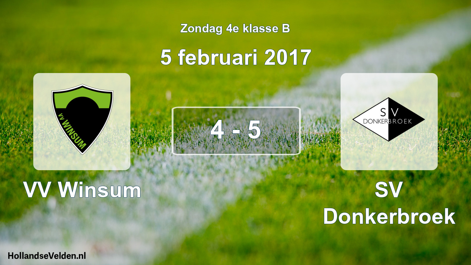 Total number of matches played: VV Winsum - SV Donkerbroek 4 - 5 (5 February 2017)