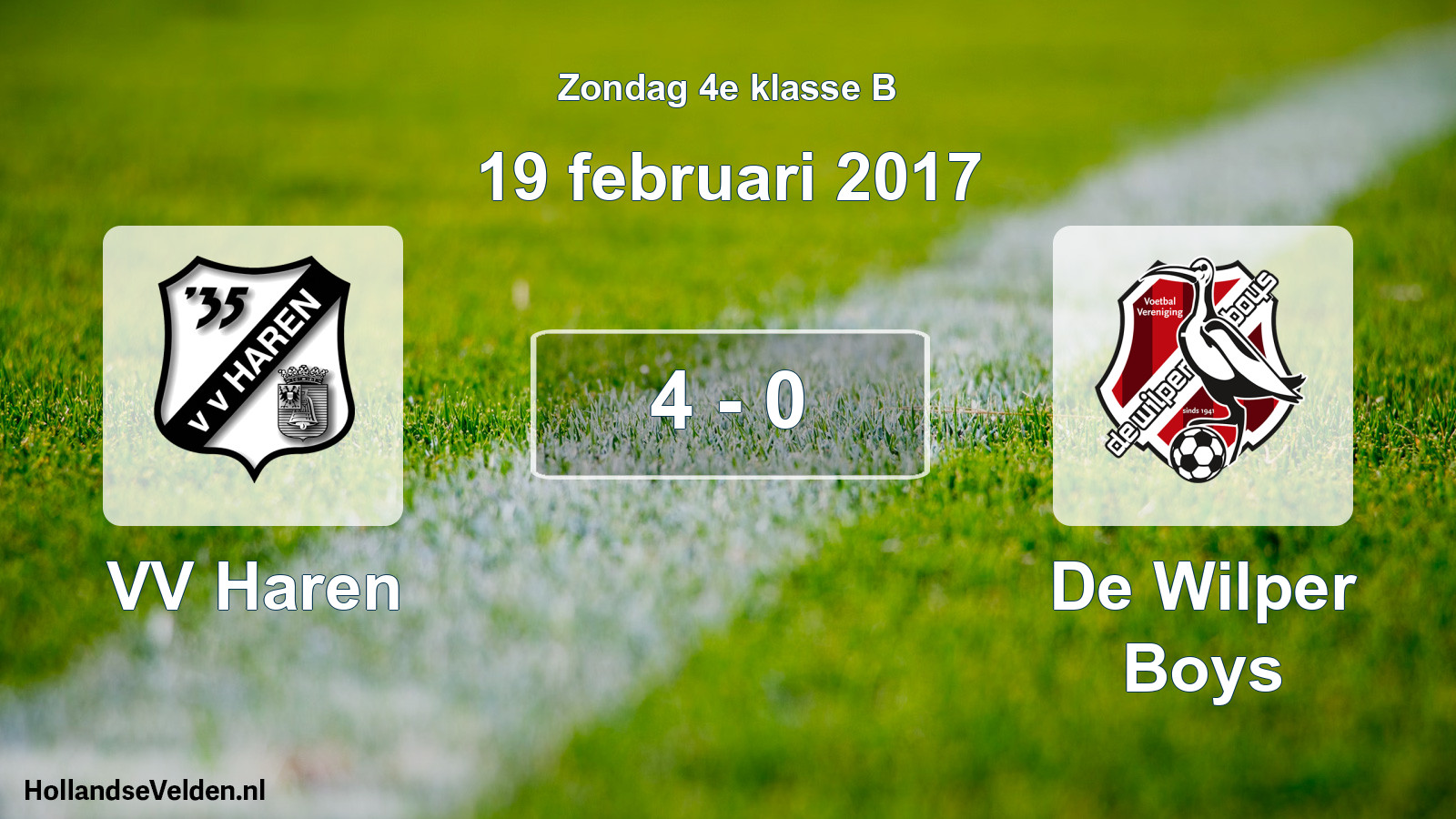 Total number of matches played: VV Haren - De Wilper Boys 4 - 0 (19 February 2017)