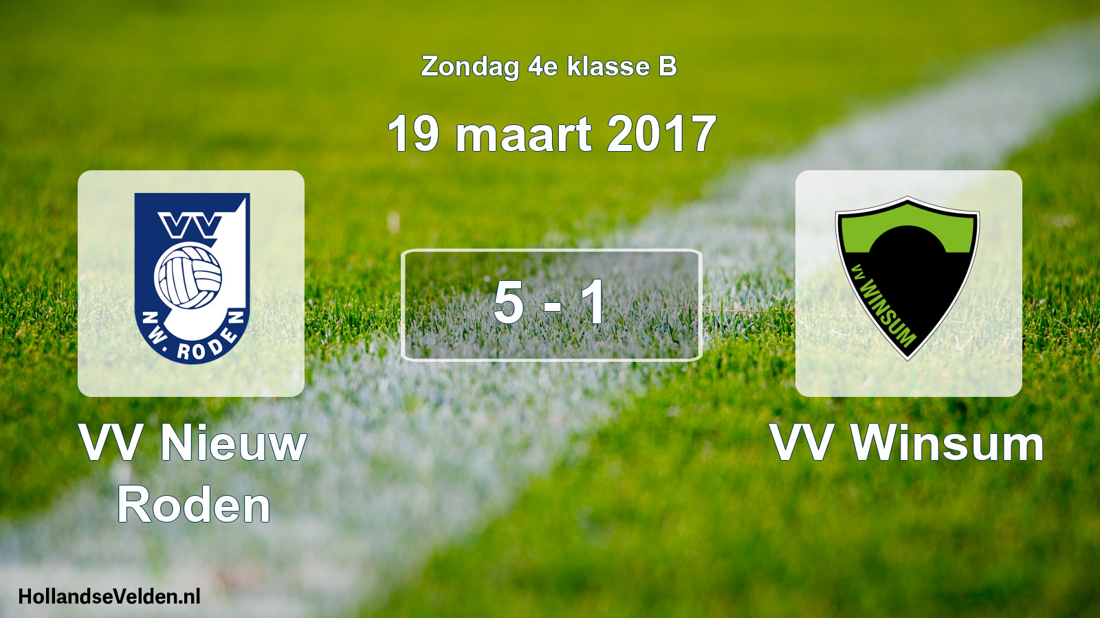 Total number of matches played: VV Nieuw Roden - VV Winsum 5 - 1 (19 March 2017)