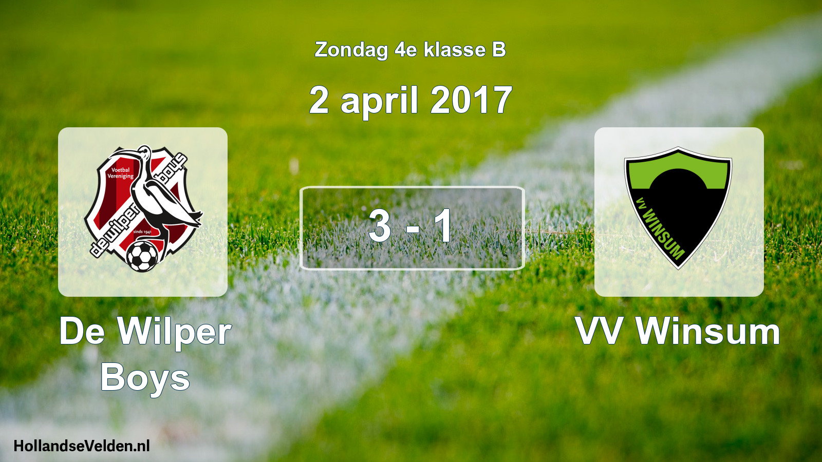 Total number of matches played: De Wilper Boys - VV Winsum 3 - 1 (2 April 2017)