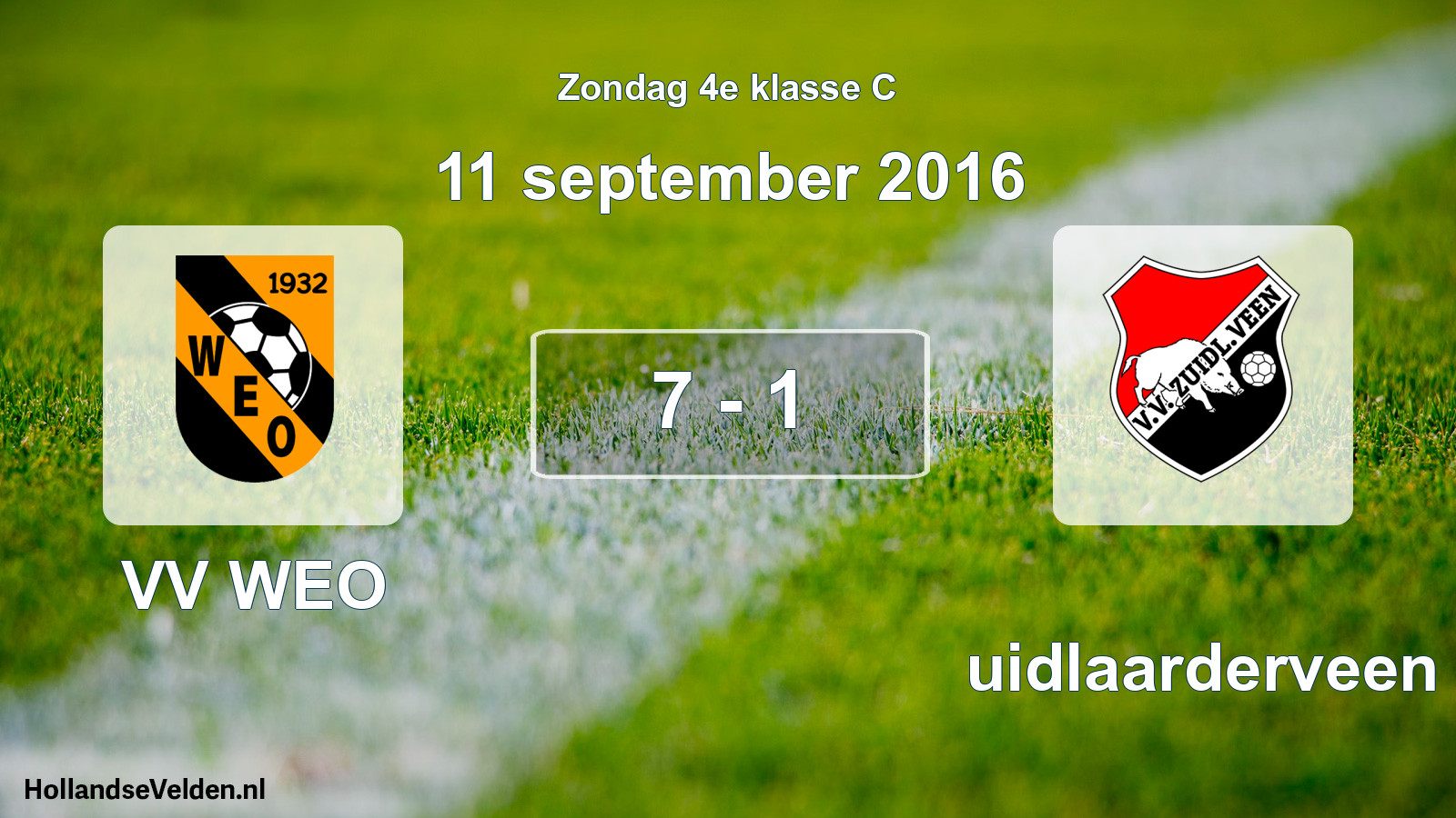 Total number of matches played: VV WEO - Zuidlaarderveen 7 - 1 (11 September 2016)
