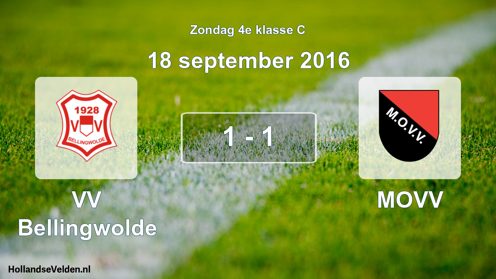 Total number of matches played: VV Bellingwolde - MOVV 1 - 1 (18 September 2016)