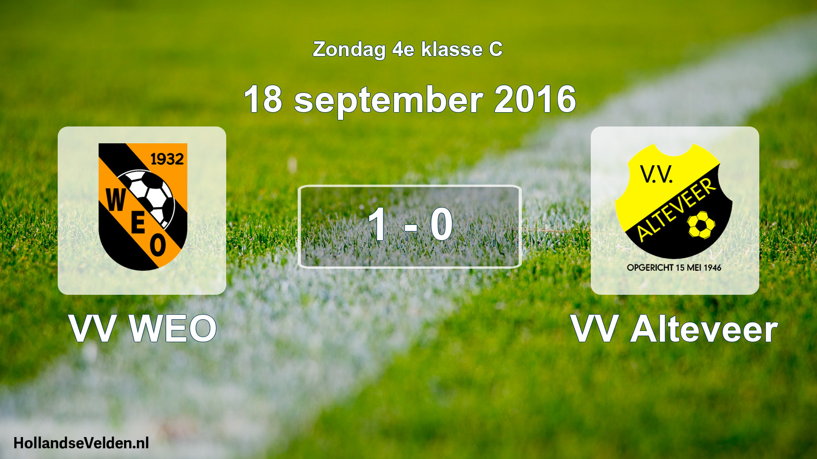 Total number of matches played: VV WEO - VV Alteveer 1 - 0 (18 September 2016)