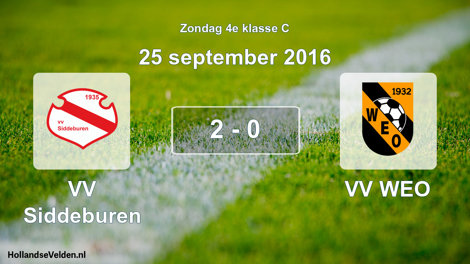 Total number of matches played: VV Siddeburen - VV WEO 2 - 0 (25 September 2016)