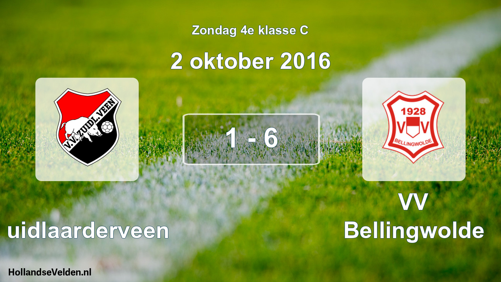 Total number of matches played: Zuidlaarderveen - VV Bellingwolde 1 - 6 (2 October 2016)