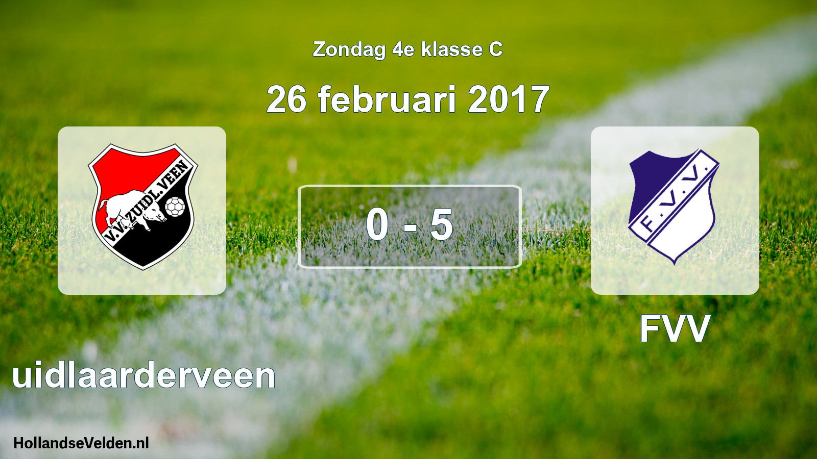 Total number of matches played: Zuidlaarderveen - FVV 0 - 5 (26 February 2017)