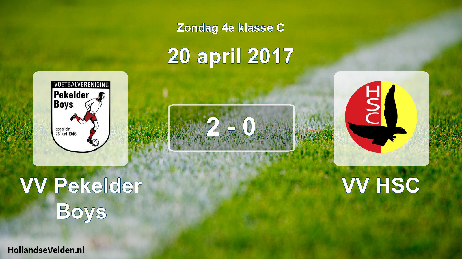 Total number of matches played: VV Pekelder Boys - VV HSC 2 - 0 (20 April 2017)